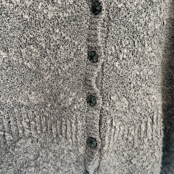 Free People Geo Structured Puff Sleeve Cropped Floral Cardi In Charcoal Grey - Picture 7 of 9